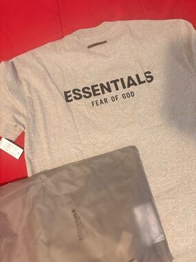 ESSENTIALS Fear of God Heather Gray Logo Tee